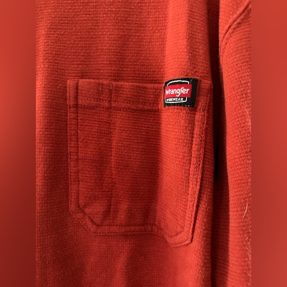 Wrangler Workwear Men's Henley Collar Waffle Thermal Shirt Burnt Red Size 3XL - Picture 3 of 7